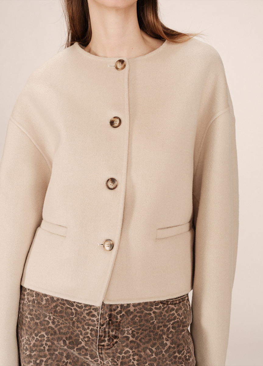 羊毛混紡短大衣